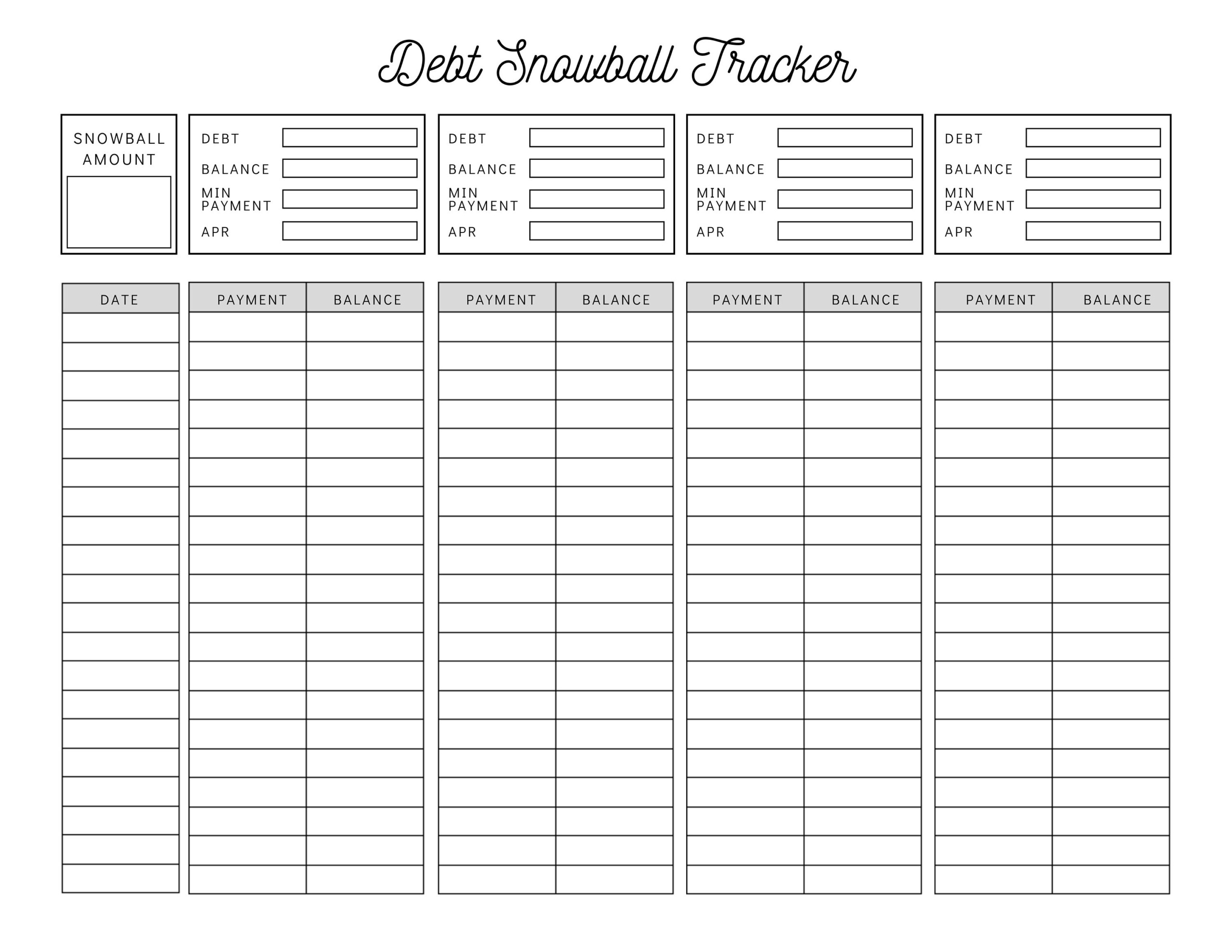 Debt Snowball Tracker Printable Debt Payment Worksheet Debt Payoff Progress Log Debt Free Goal Chart Instant Download Etsy