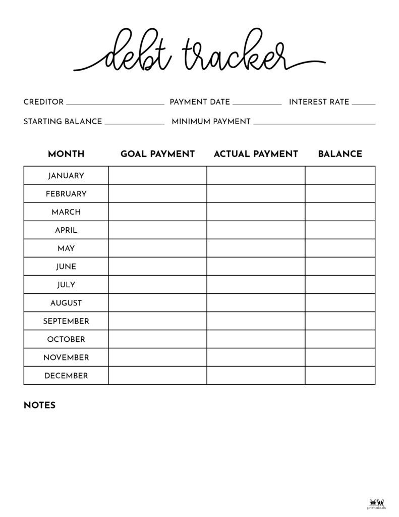 Debt Trackers Debt Snowball Worksheets 35 Pages Printabulls