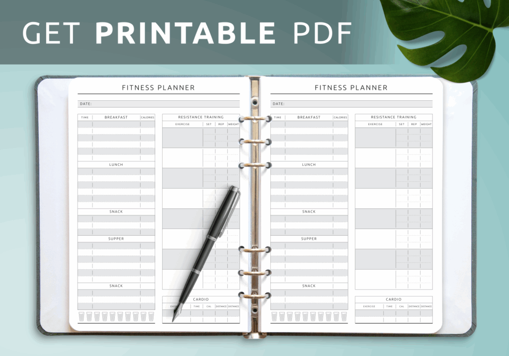 Download Printable Fitness Meal Water Tracker Template PDF