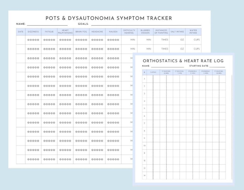Dysautonomia And POTS Syndrome Symptoms Tracker Etsy