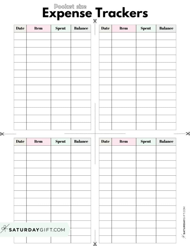 Expense Tracker Printable 26 Cute Free Spending Logs