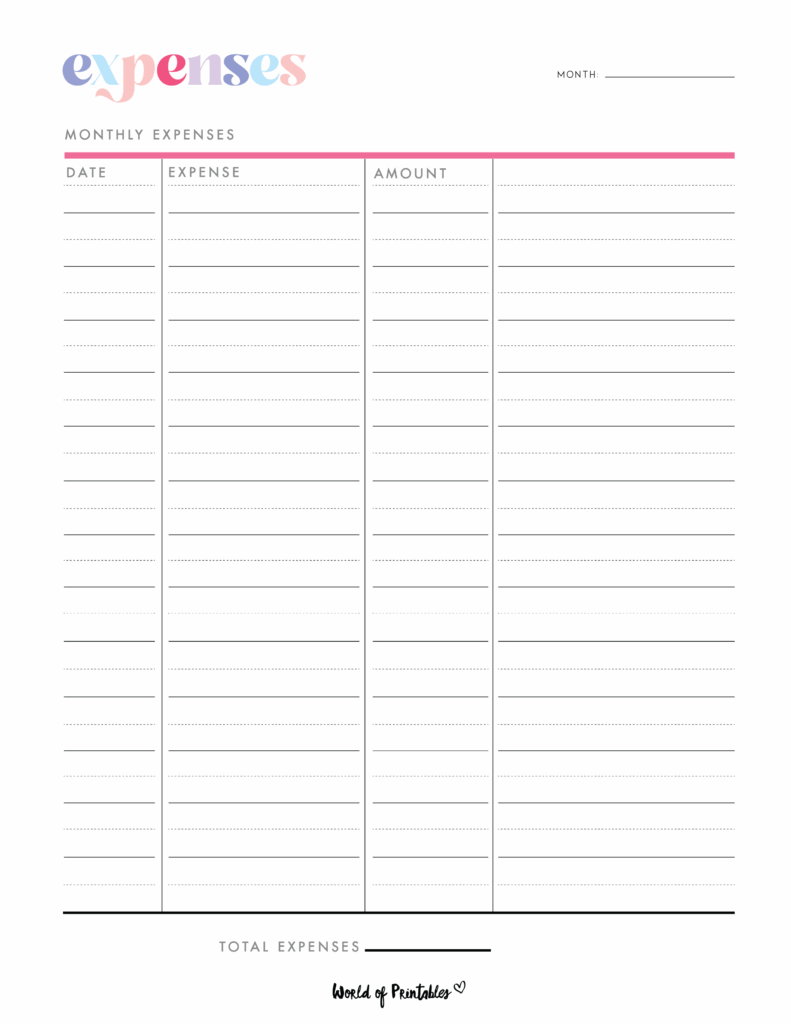 Expense Tracker Templates World Of Printables