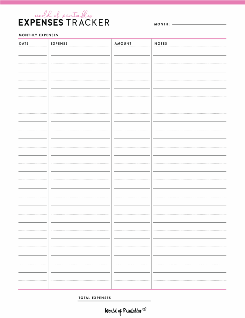 Expense Tracker Templates World Of Printables