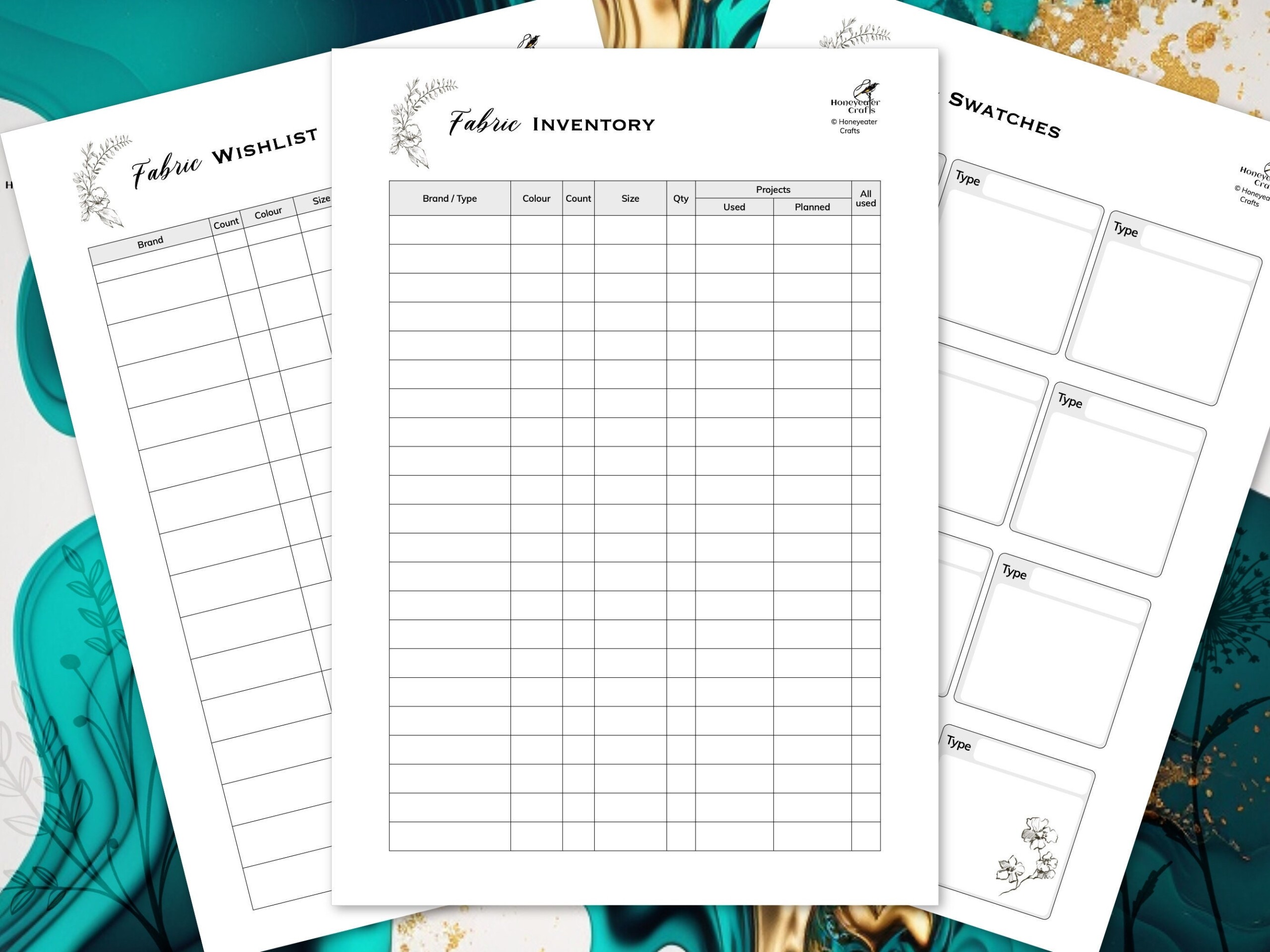 Fabric Inventory List Tracker Planner Simple Minimalist Cross Stitches Wishlist Printable Craft Cloth Organiser PDF Digital Download Etsy