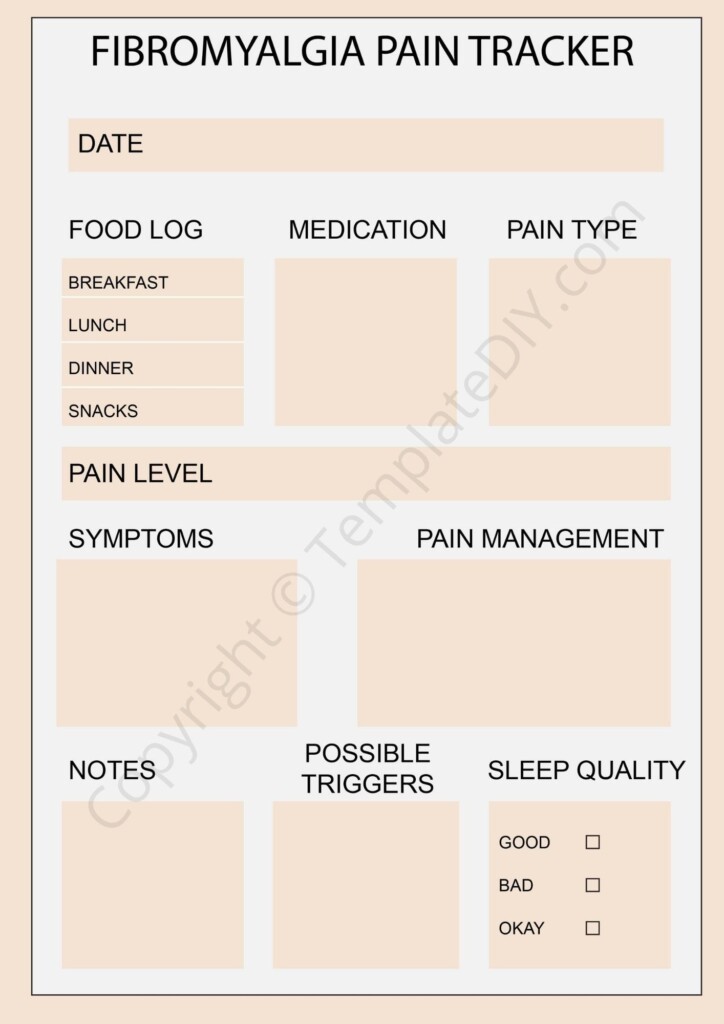 Fibromyalgia Pain Tracker Printable Template In PDF Excel