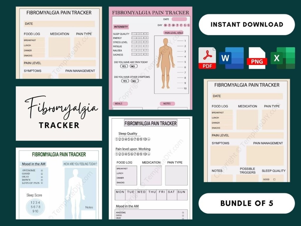 Fibromyalgia Pain Tracker Printable Template In PDF Excel