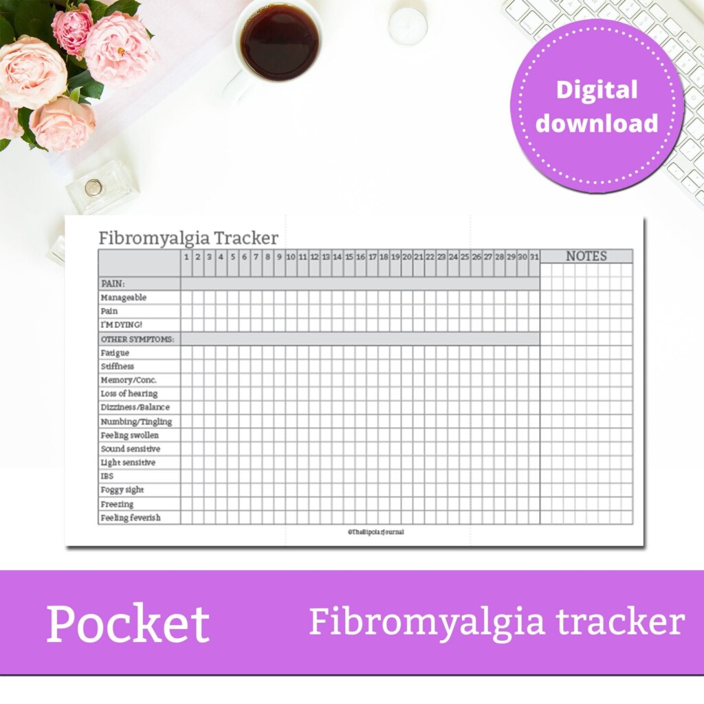FIBROMYALGIA SYMPTOM TRACKER Track Your Symptoms Printable Pocket Planner Insert Pdf Planner Refill Etsy