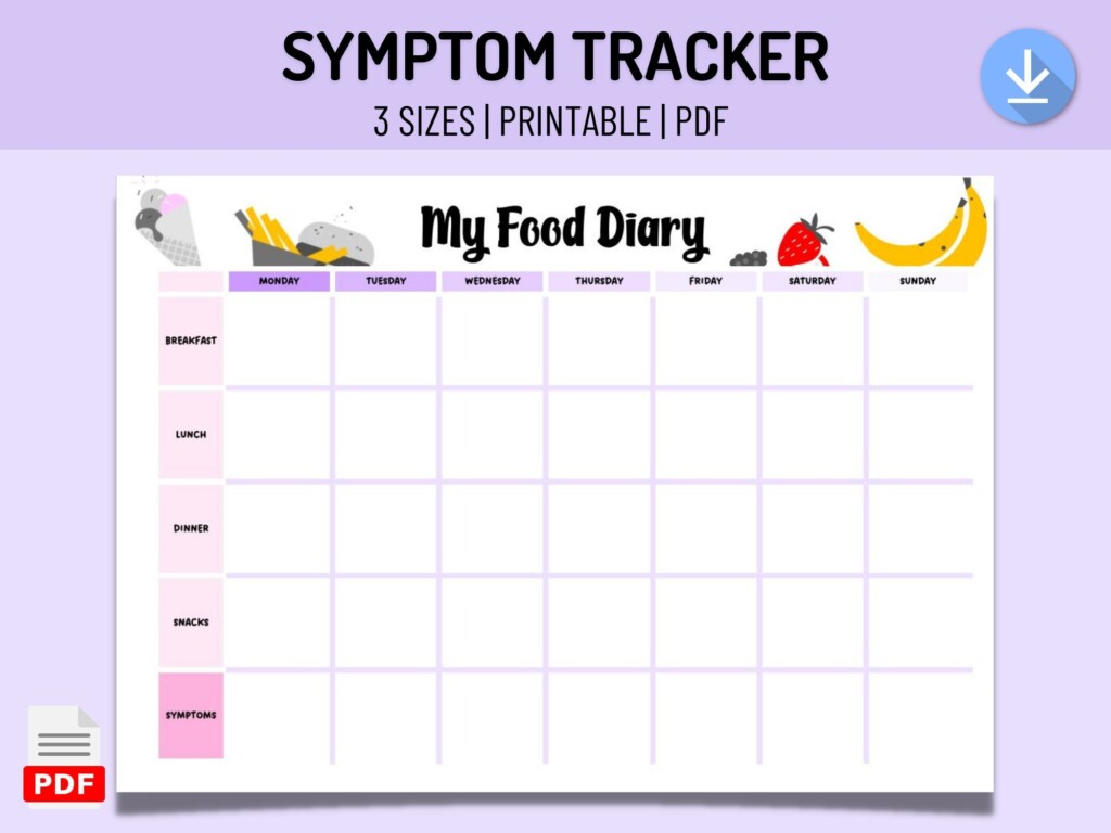 Food Journal For Tracking Symptoms To Intolerances And Allergies Printable PDF Food Diary Symptom Tracker Diet Log Meal Plan Digital Etsy