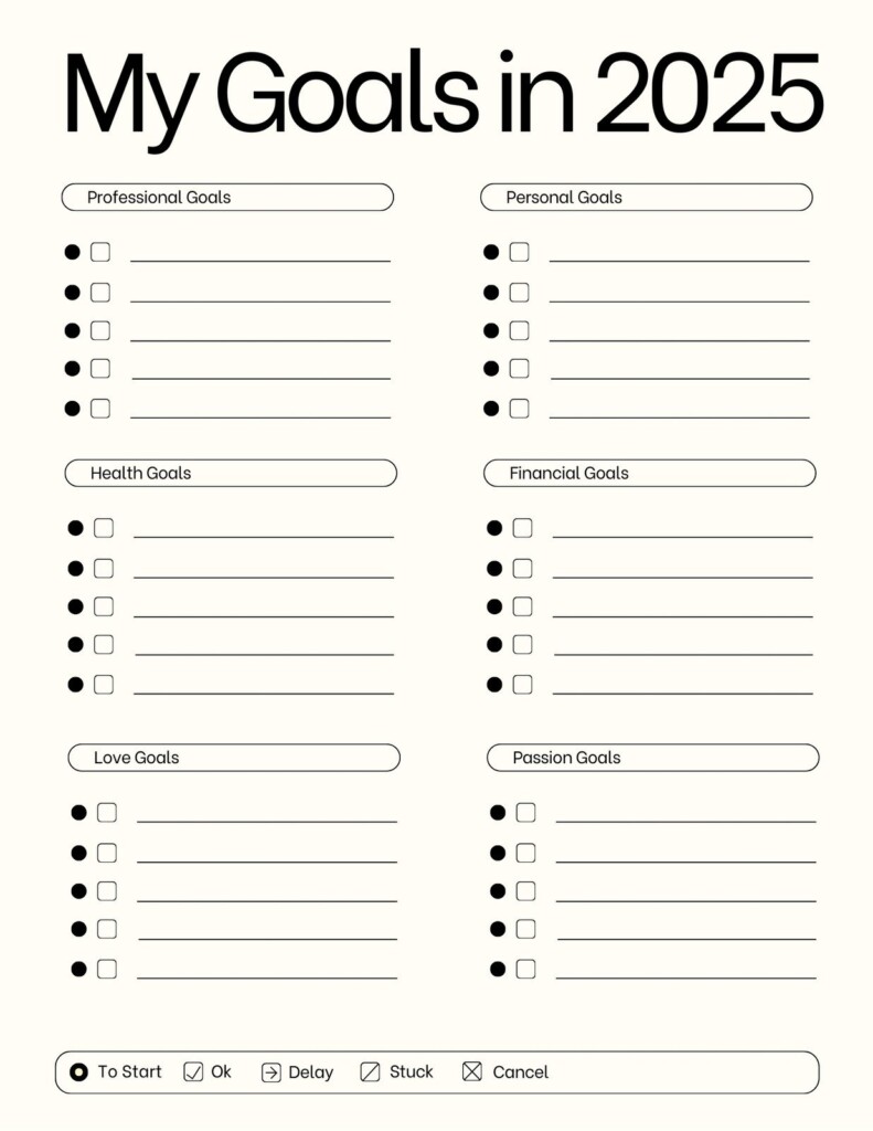 Free And Customizable Goals Templates