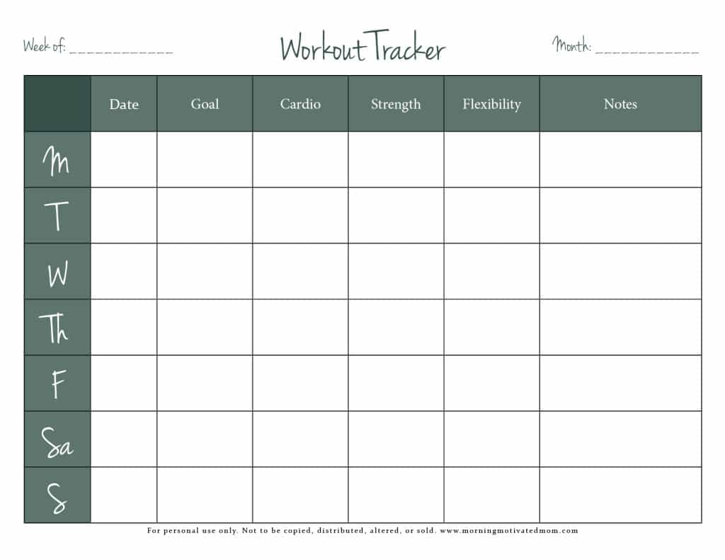 Free Fitness Tracker Printable Morning Motivated Mom