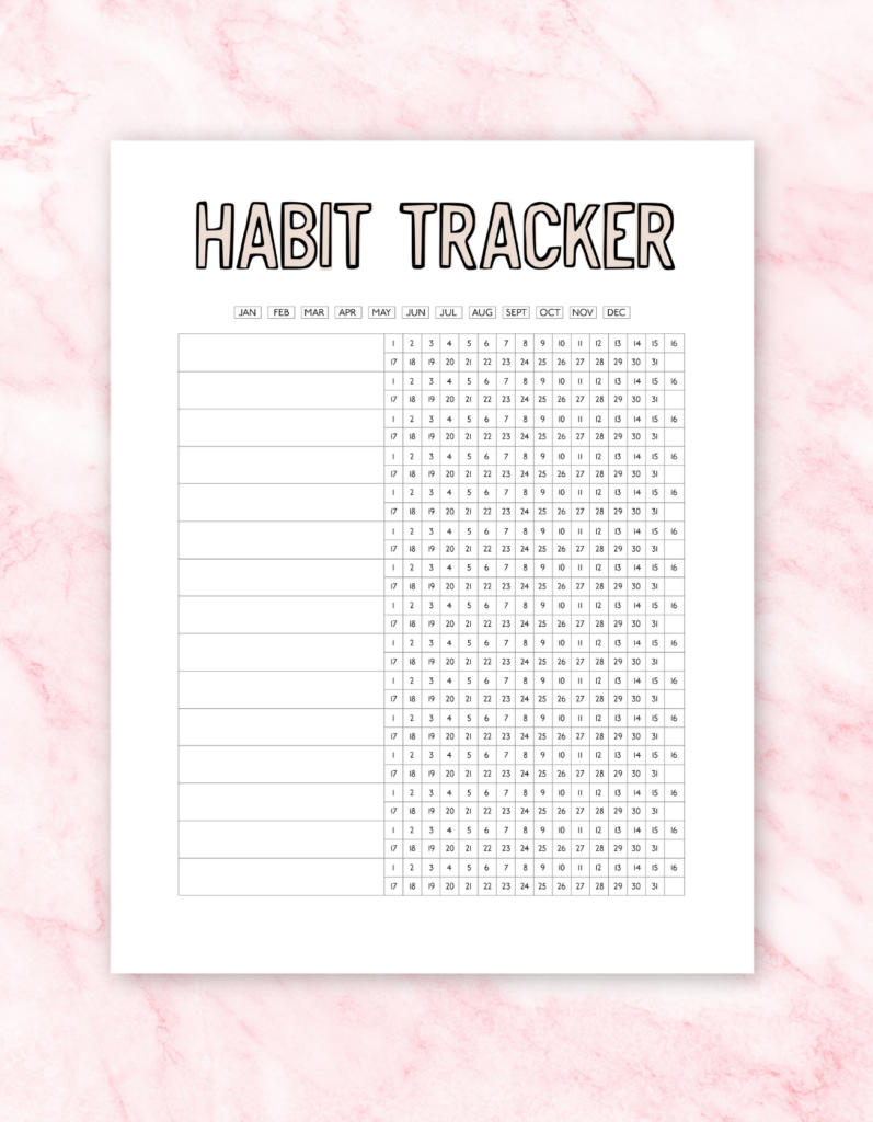 Free Habit Tracker Printable Monthly And Yearly Layouts The Holiday Mama