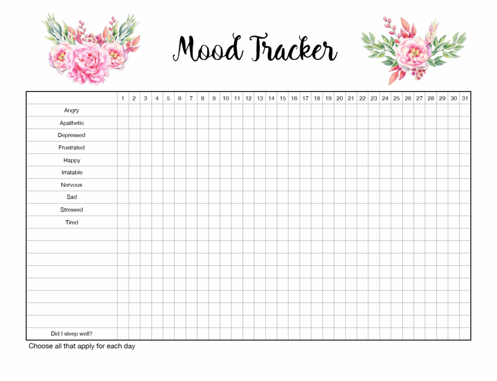 Free Printable Mood Trackers 4 Designs