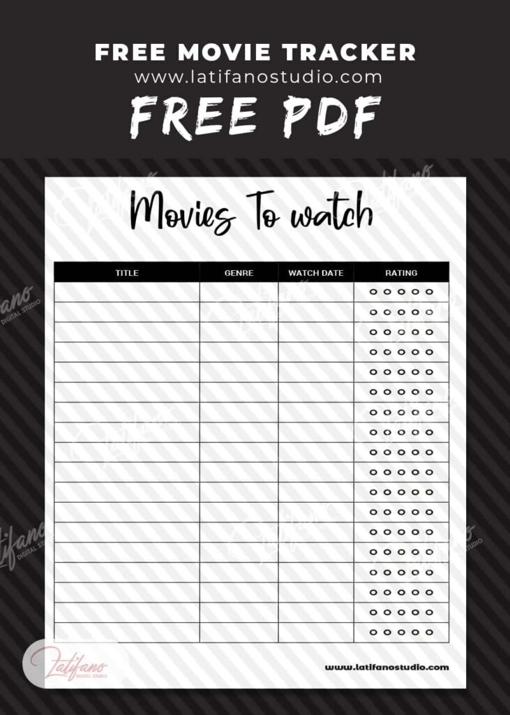 Free Printable Movie Tracker Free Printables Coloring Pages And Cards