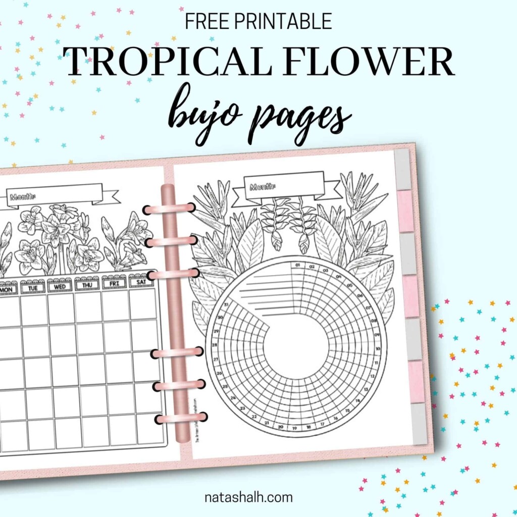 Free Tropical Flower Bujo Planner Printables The Artisan Life