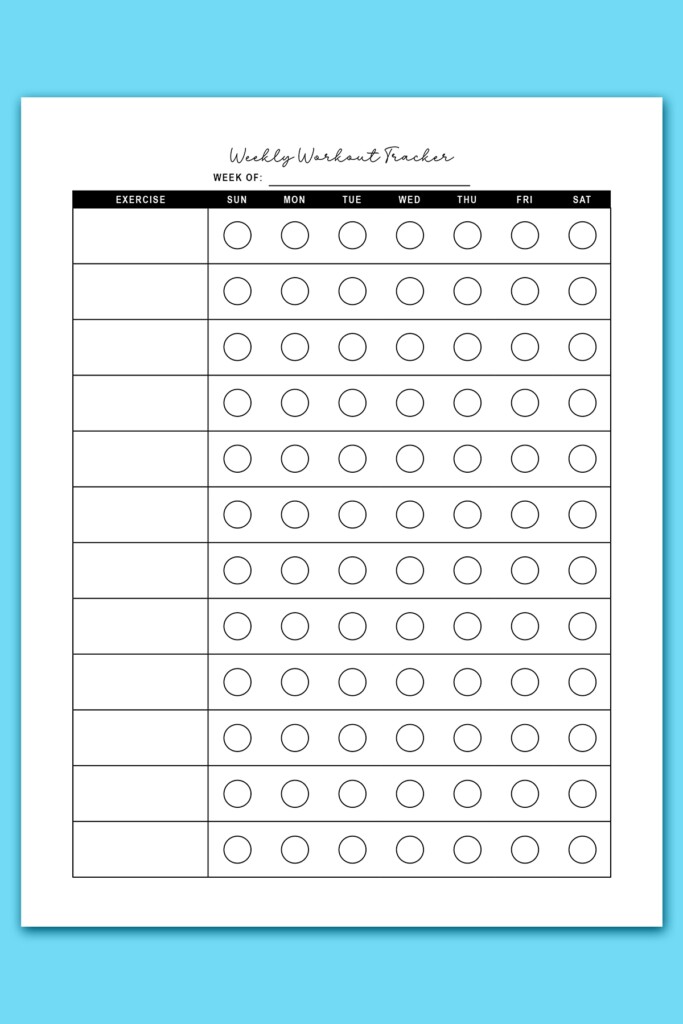 Free Workout Log Printable Sheets Daily Weekly Monthly