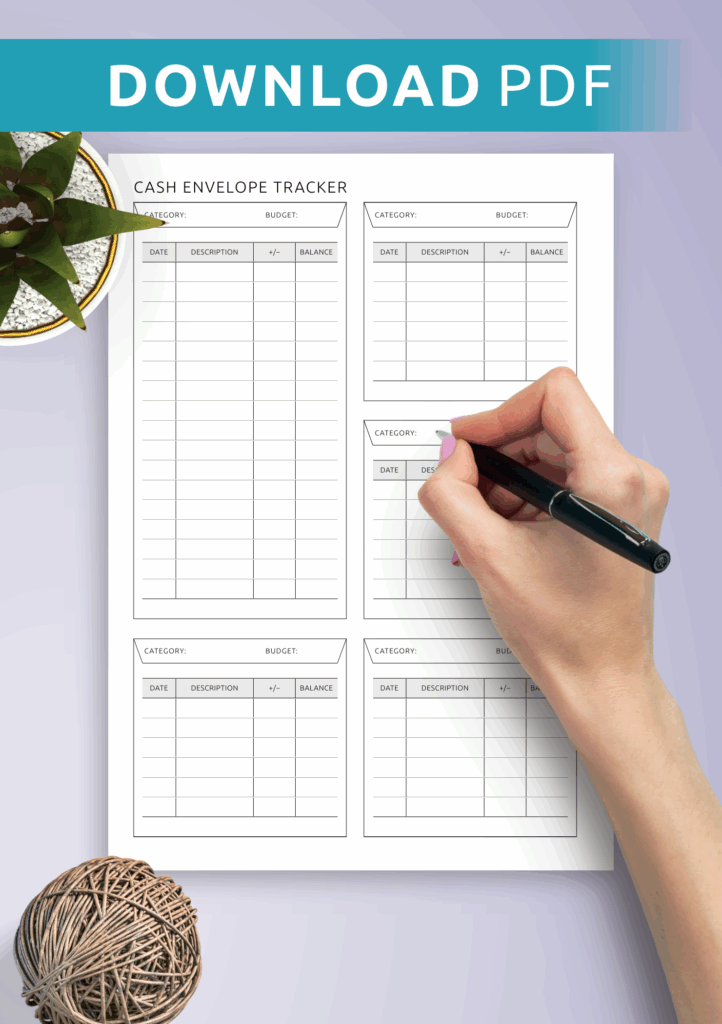 Get Cash Envelope Tracker PDF Printable Or Digital Template For ReMarkable Kindle Boox