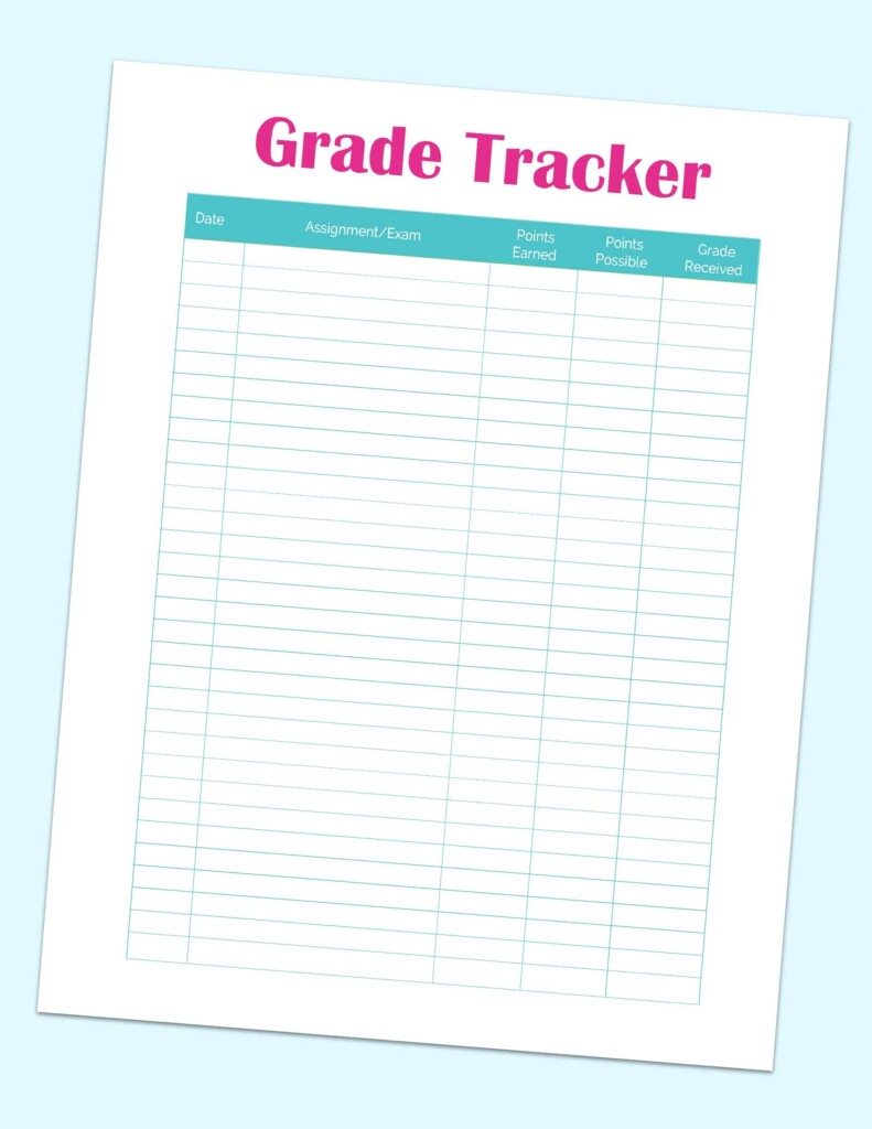 Grade Tracker Printable