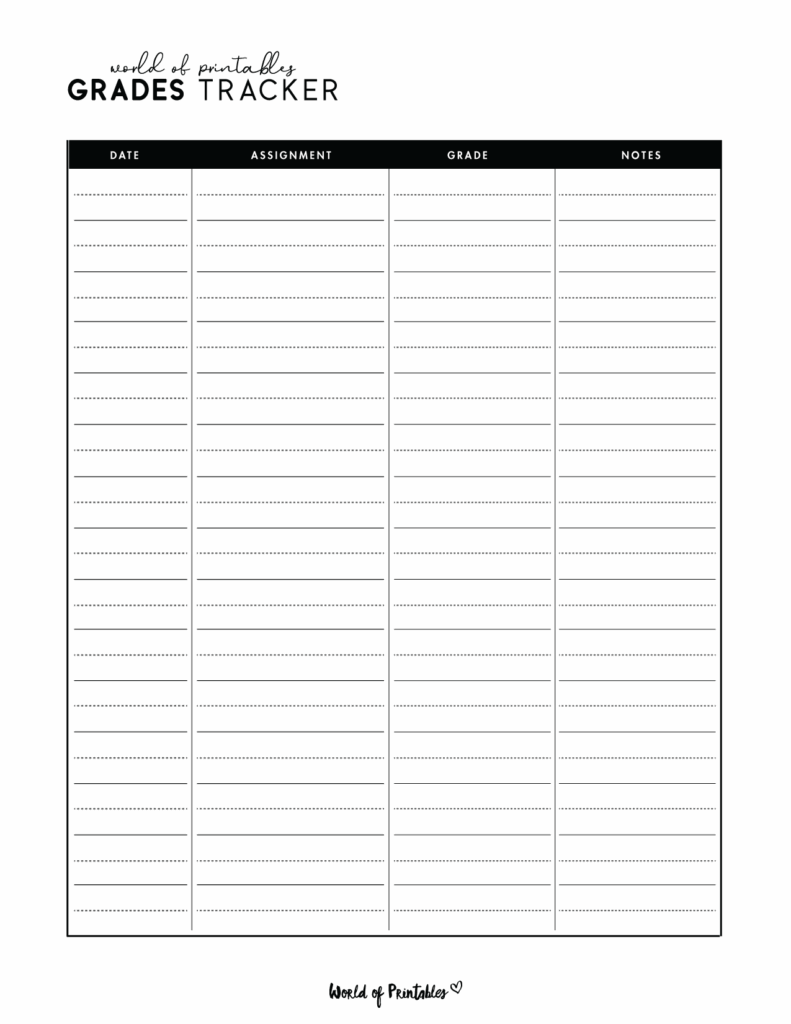 Grade Trackers World Of Printables