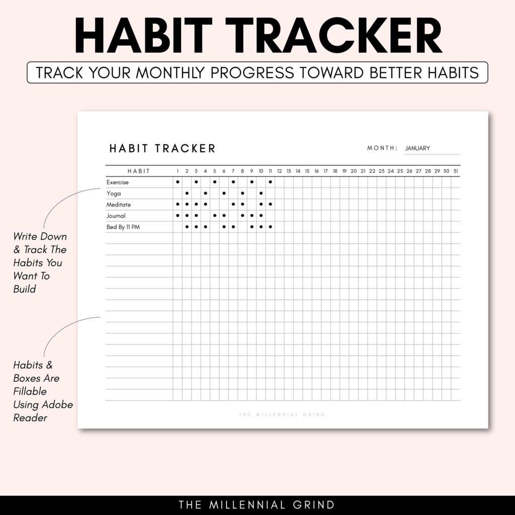 Habit Tracker Printable Habit Tracker Template Habit Tracker Journal Habit Tracker Planner Habit Tracker PDF Habit Tracker Digital Etsy