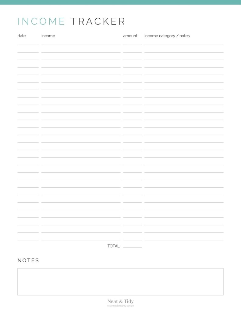Income Tracker Neat And Tidy Design