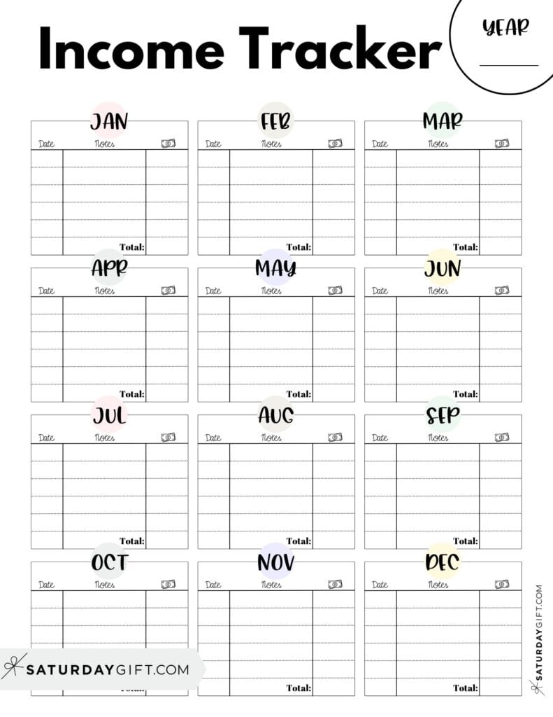 Income Tracker Printable 19 Cute Free Printable Templates