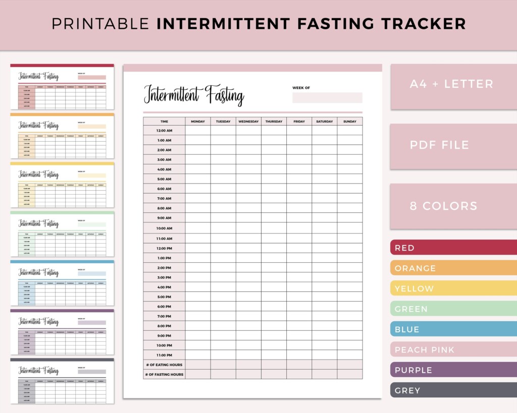 Intermittent Fasting Tracker Printable Fasting Tracker Fasting Planner Diet Planner Weight Loss Tracker Weightloss Planner A4 Letter Etsy