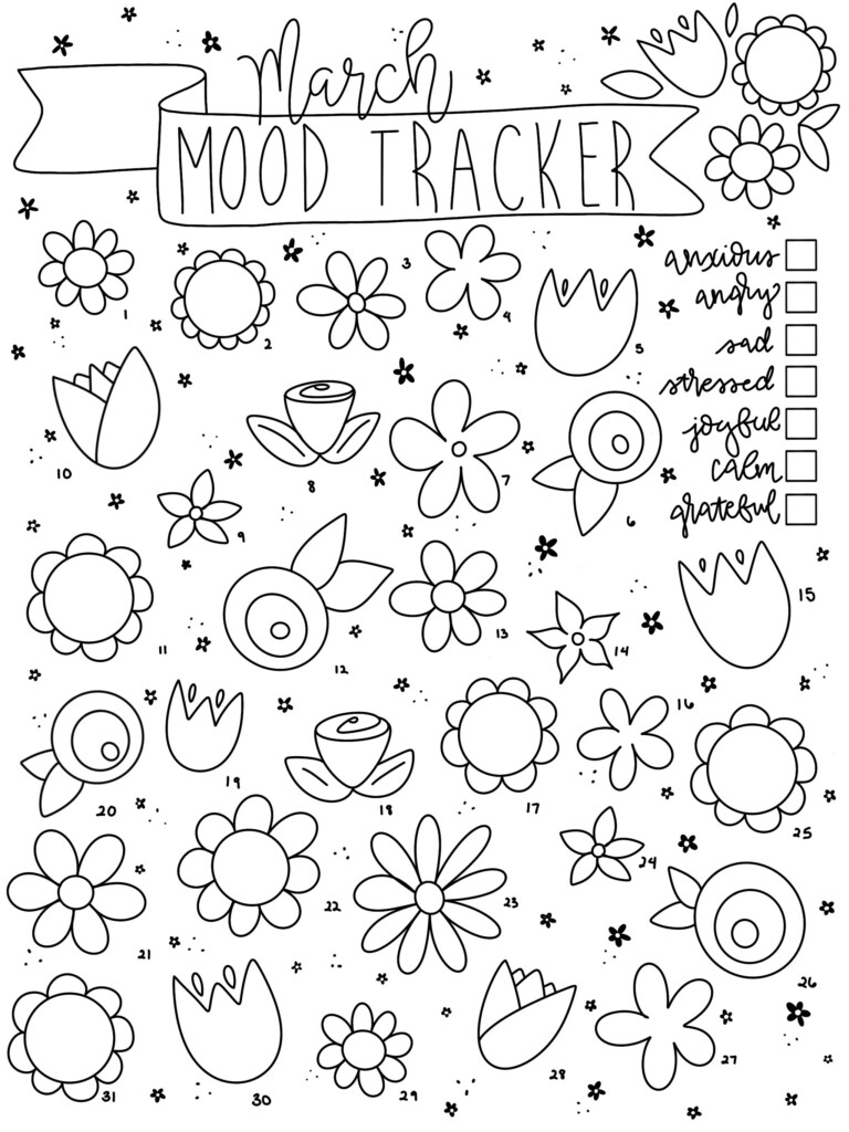 March Mood Tracker Flowers Amy Barker Willers