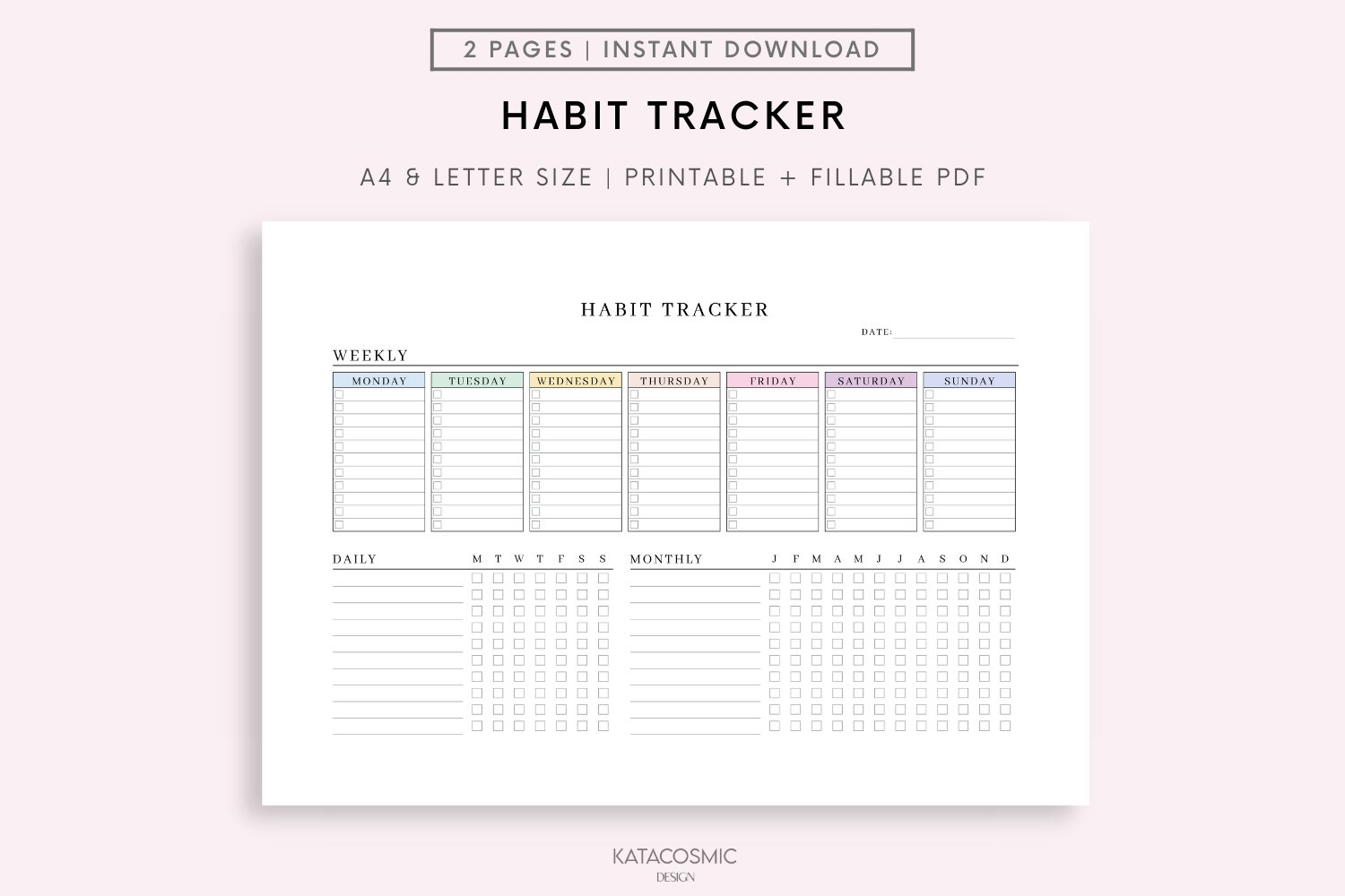 MONTHLY HABIT TRACKER ROUTINE TRACKER DAILY TO DO LIST