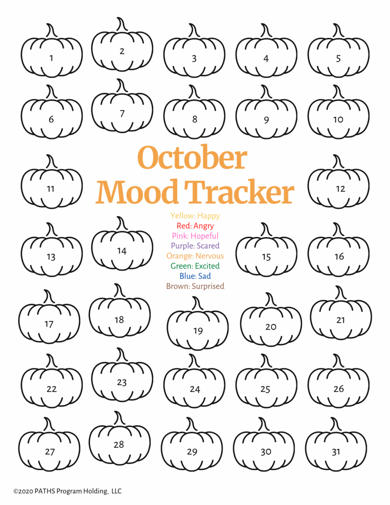 October Mood Tracker Printable