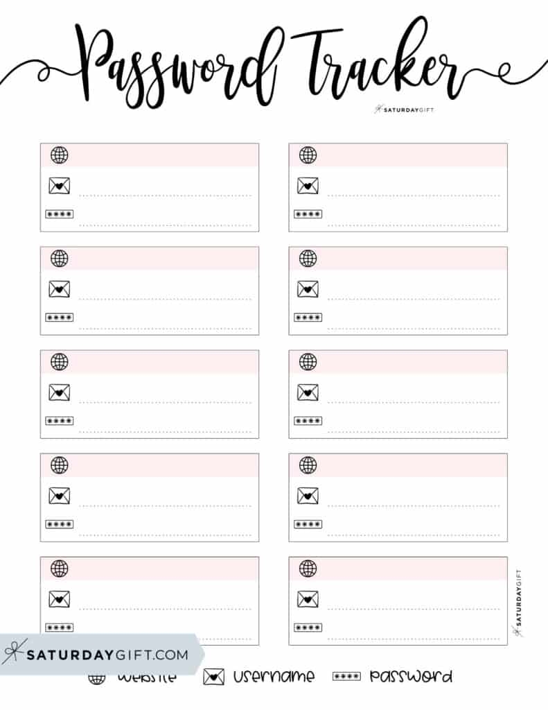 Password Tracker Printable 15 Cute Free Password Keepers