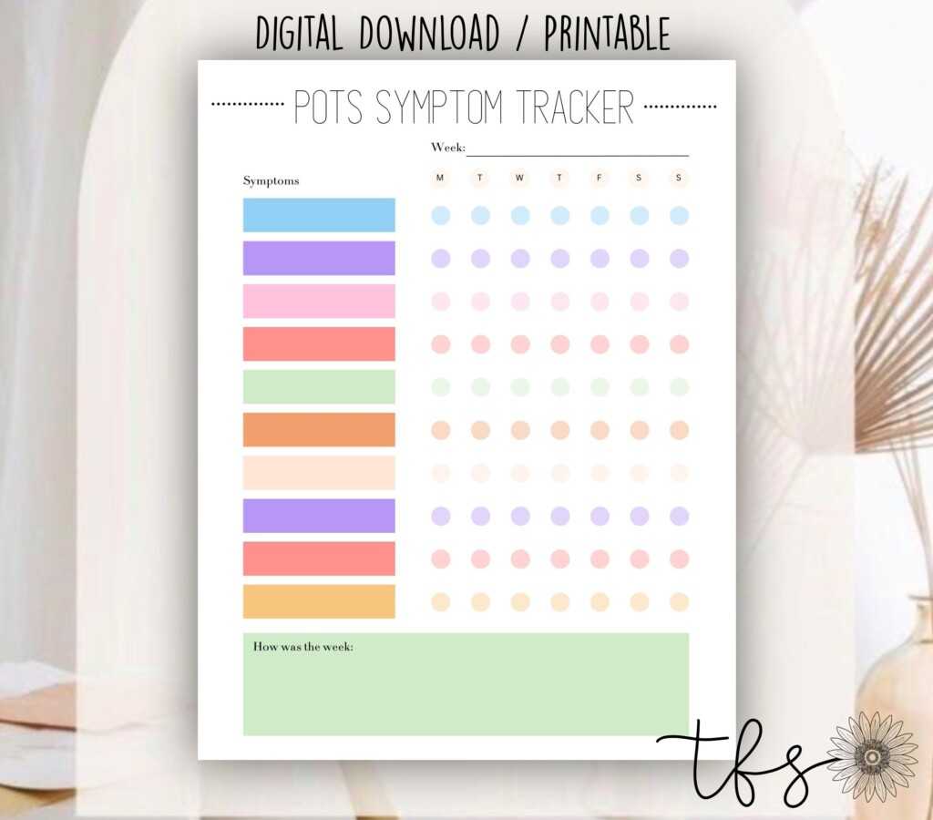 POTS Symptom Tracker Chronic Illness Tracker Colorful Tracker Postural Orthostatic Tachycardia Syndrome PDF Etsy