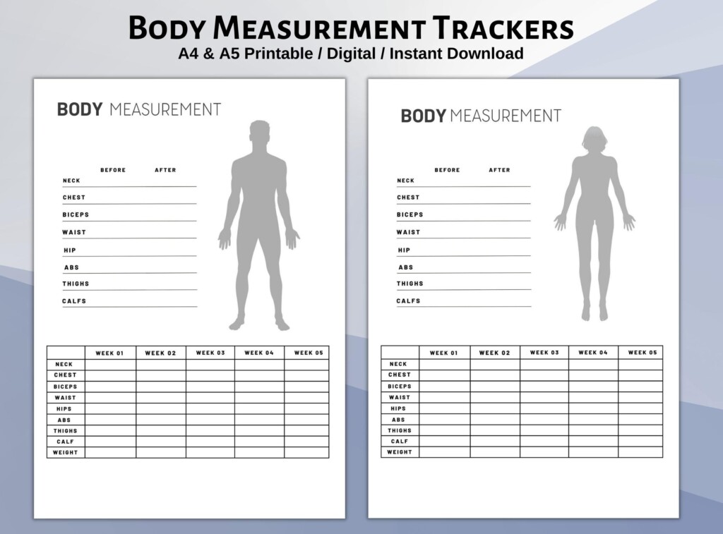 Printable Body Measurement Tracker Weight Loss Tracker Template Weight Loss Chart Male female Fitness Planner A4 A5 Fitness Tracker Etsy