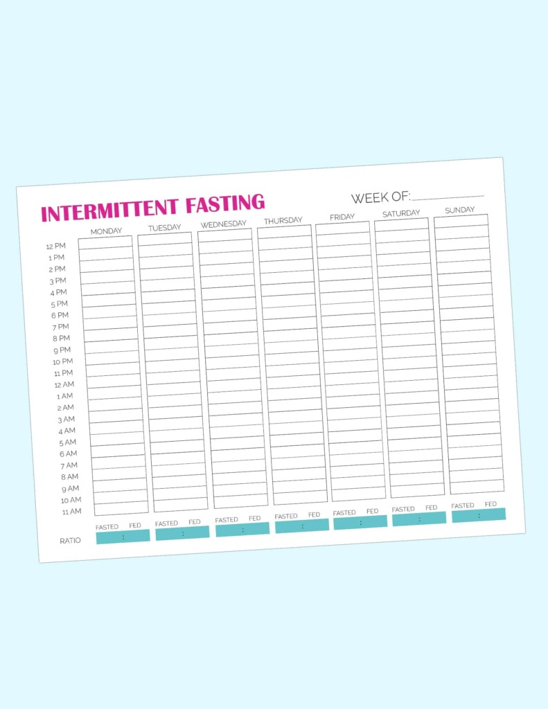 Printable Intermittent Fasting Schedule