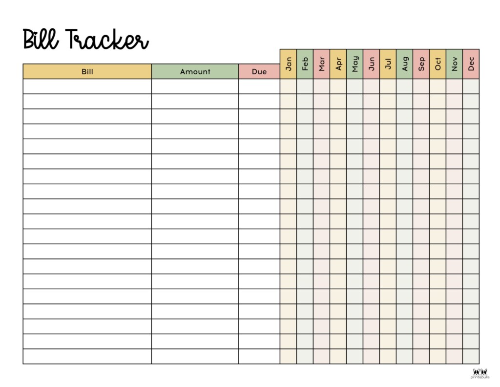 Printable Monthly Bill Organizer Printable Party Favors Printable Monthly Bill Organizer Printable Party Favors