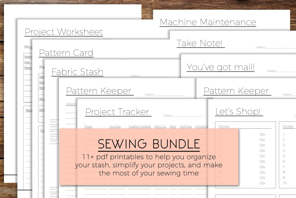 Sewing Organization Printables Bundle Sewing Tracker Fabric Stash Tracker Sewing Pattern Card Sewing Worksheet Etsy