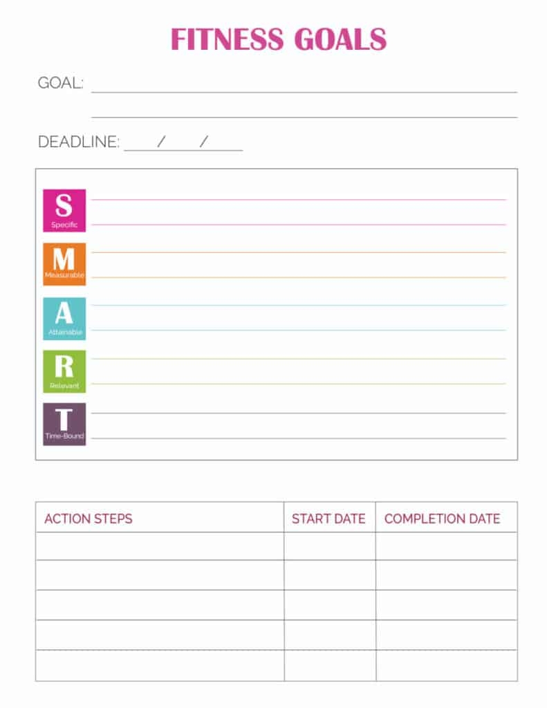 SMART Fitness Goals Examples Printable Freebie Finding Mom