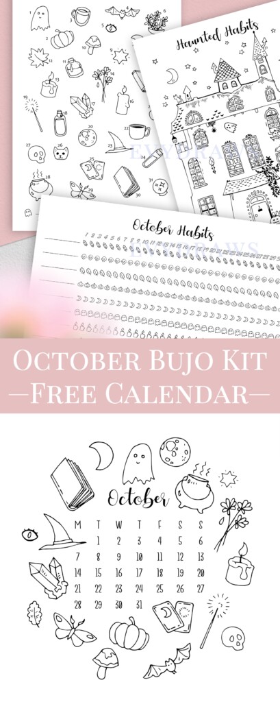 Spooky Witchy Bullet Journal Setup Printables For October 2019 Halloween Bujo Kit Evelyne Park Art