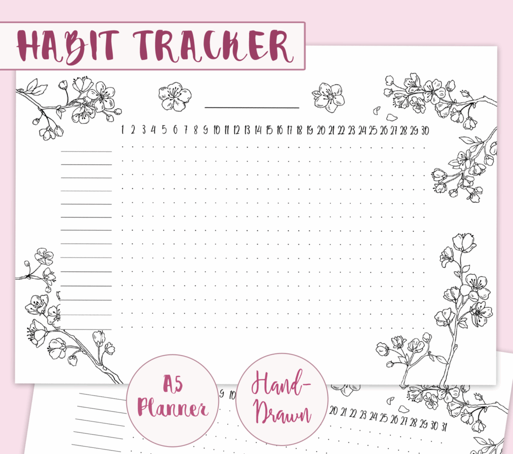 Spring Bullet Journal Layout Cherry Blossoms Evelyne Park Art