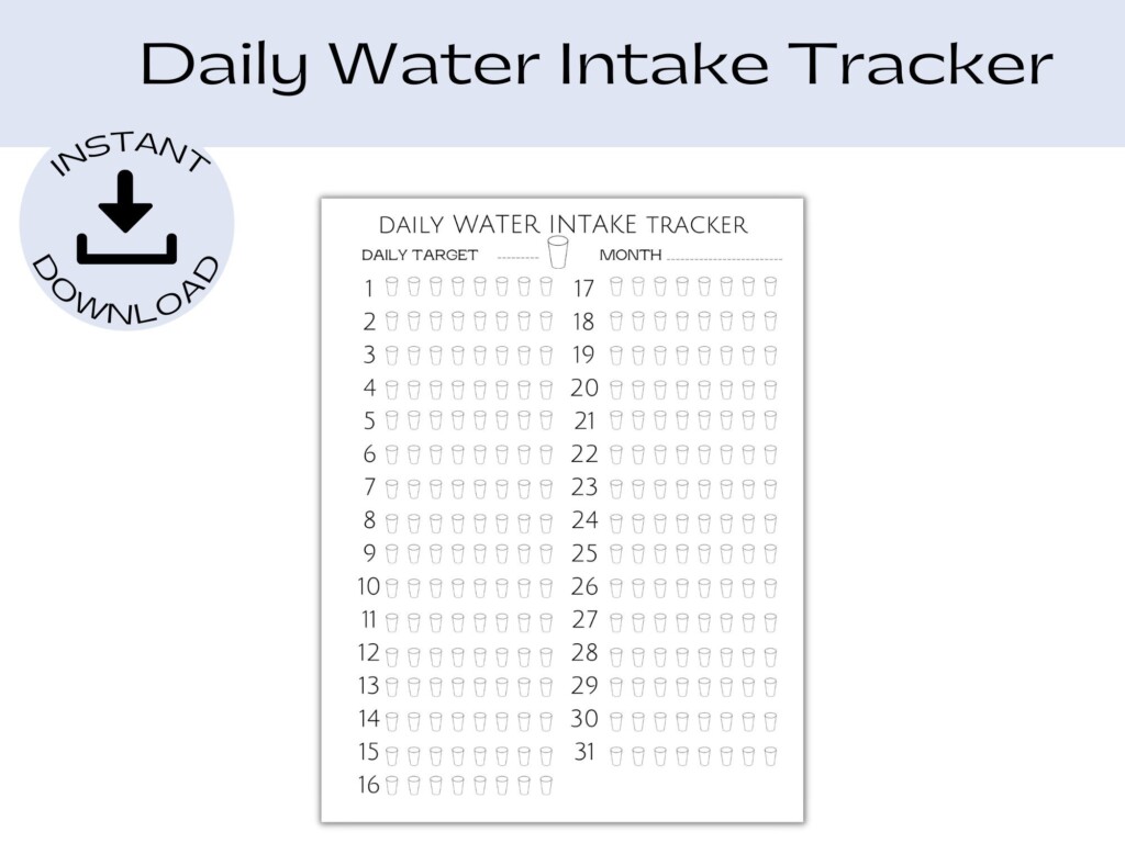 Water Intake Log Fluid Intake Tracker Etsy