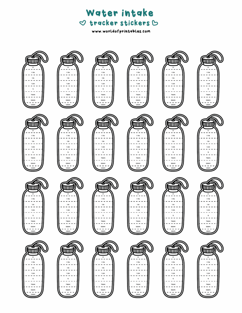 Water Tracker Stickers Free Printable And Digital Planner Stickers