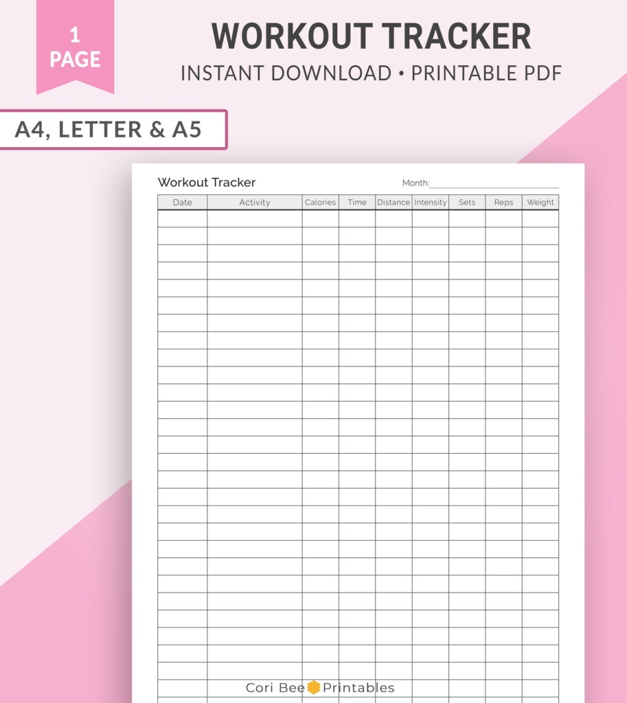 Workout Tracker Printable Workout Log Workout Planner Fitness Planner Fitness Log Fitness Tracker Exercise Tracker A4 Letter A5 Etsy